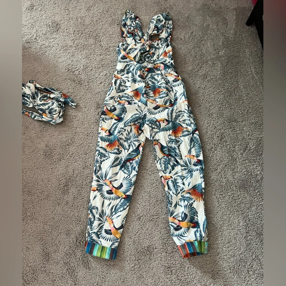 NWT FARM Rio Tropical Toucan Print Jumpsuit Medium 8 - Picture 6 of 10